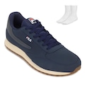 Tênis Fila Renno Classic Masculino + 1 Par De Meia MARINHO/CINZA/AMAREL