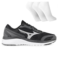Tênis Mizuno Raijuu 2 + 3 Pares de Meias Masculino PRETO/CINZA