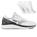 Tênis Mizuno Raijuu 2 + 3 Pares de Meias Masculino BRANCO/PRETO