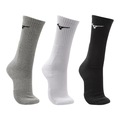 Meia Cano Médio Mizuno Prime Atoalhada Kit 3 Pares Unissex PRETO/CINZA/BRANCO