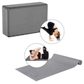 Kit Yoga Vollo Tapete Antiderrapante Treino + Bloco Tijolo Pilates CINZA