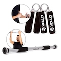 Kit Fortalecimento Vollo Barra Porta Ajustável + 2 Hand Grip PRETO