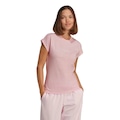 Camiseta Feminina adidas Manga Curta Logo Linear ROSA CLARO