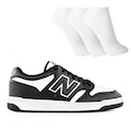Tênis New Balance 480 Low Masculino + 3 Pares de Meia Cano Curto PRETO/CINZA