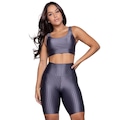 Conjunto Top e Bermuda New Zig 3D Vekyo Bojo Compressão Moda Fitness CINZA