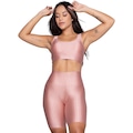 Conjunto Top e Bermuda New Zig 3D Vekyo Bojo Compressão Moda Fitness ROSA CLARO