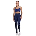 Conjunto Top Alça Fina e Calça Suplex Vekyo Moda Fitness Feminina AZUL ESCURO