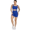 Conjunto Top Alça Grossa e Short Smart Vekyo Alta Compressão Treino Academia Moda Fitness AZUL