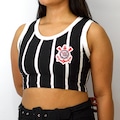 Cropped Do Corinthians Bordado Listrado Coimbra - Feminino PRETO/BRANCO