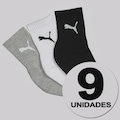 Kit Meia Puma Cano Médio 9 Pares Feminina PRETO
