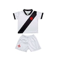 Kit Uniforme de Futebol Infantil Torcida Baby Vasco Sublimado BRANCO/PRETO