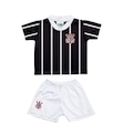 Kit Uniforme de Futebol Torcida Baby Corinthians Sublimado Infantil PRETO/BRANCO
