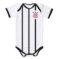Body Torcida Baby Corinthians Listrado Proteção UV Infantil BRANCO/PRETO