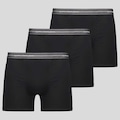Kit 3 Cuecas Lupo Boxer Algodão com Elastano Basic Masculina PRETO