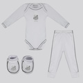 Kit Body Longo Calça e Pantufa Infantil Santos BRANCO