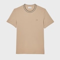 Camiseta Lacoste Piqué com Gola Listrada Masculina BEGE