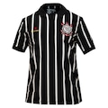 Camisa Corinthians Polo Símbolo Bordado Japão Listrado Coimbra Masculino PRETO/BRANCO