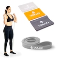 Kit Faixas Elásticas 3 Intensidades + Super Band Leve Vollo CINZA/BRANCO
