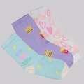 Kit 3 Pares de Meia Selene Cano Longo Infantil BRANCO