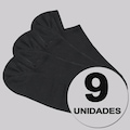 Kit 9 Pares Meia Selene Sapatilha Invisível Unissex PRETO