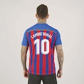 Camisa Barcelona Listrada 10 Lamine Yamal Masculina AZUL