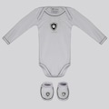 Kit Body Longo Calça e Pantufa Infantil Botafogo BRANCO