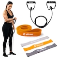 Kit Super Band Leve + 3 Mini Bands + Extensor Médio Vollo CINZA/LARANJA