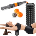 Kit Acessórios de Massagem Vollo Rolo + Bastão + Bola CINZA/LARANJA