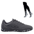 Chuteira Futsal Adulto Umbro Attak III + ! Par de Meião PRETO/CINZA