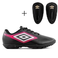 Kit Chuteira Society Infantil Umbro Cannon Jr + Caneleira PRETO/CINZA