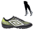 Kit Chuteira Society Adulto Umbro Fast Ii + Meião PRETO/VERDE