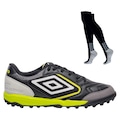 Chuteira Society Masculina Umbro Pro Challenge Uptake + 1 Par de Meião PRETO/AMARELO