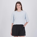 Camiseta Cropped New Balance Small Logo Oversized Feminino AZUL