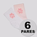 Kit 6 Pares de Meias Puma Cano Longo Infantil ROSA