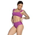 Biquíni Hot Pants Manguinha Básico Vekyo Cintura Alta Moda Praia Feminina ROSA