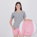 Conjunto Camiseta com Bolso e Bermuda Rainha Feminino CINZA