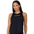 Camiseta Regata Run More com Fenda Delicate Lines Feminina PRETO