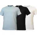 Kit 3 Camisetas DX Essentials Casuais Algodão Bordado - Masculina PRETO