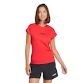 Camiseta Feminina adidas Manga Curta Logo Linear VERMELHO/PRETO