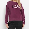 Blusão de Moletom Champion Relaxed Fleece Dye Crew Feminino ROXO
