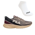 Kit Tênis Masculino Fila Vector + 1 Par de Meia PRETO/VINHO