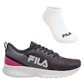 Kit Tênis Feminino Fila Vector + 1 Par de Meia PRETO/CINZA