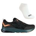 Kit Tênis Masculino Asics Gel-Kambarah + 1 Par de Meia PRETO/LARANJA