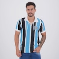 Camisa Do Grêmio Retrô Cordinha Listrada - FutFanatics - Masculina AZUL