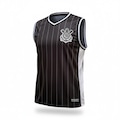 Camiseta Regata do Corinthians Recortes Bordado Coimbra Masculina PRETO