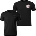 Kit 2 Camisetas Corinthians Algodão Bordado Coimbra Masculina PRETO