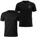 Kit 2 Camisetas Corinthians All Black Algodão Bordado Coimbra Masculina PRETO