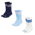 Meias adidas Cano Médio 3 Stripes Essentials - 3 pares - Unissex AZUL