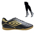 Kit Chuteira Futsal Umbro Manchester + Meião - Adulto PRETO/OURO