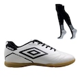Kit Chuteira Futsal Umbro Manchester + Meião - Adulto BRANCO/PRETO